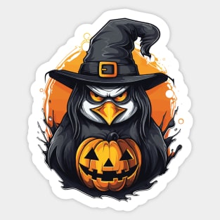 Creepy Penguin Halloween Design Sticker